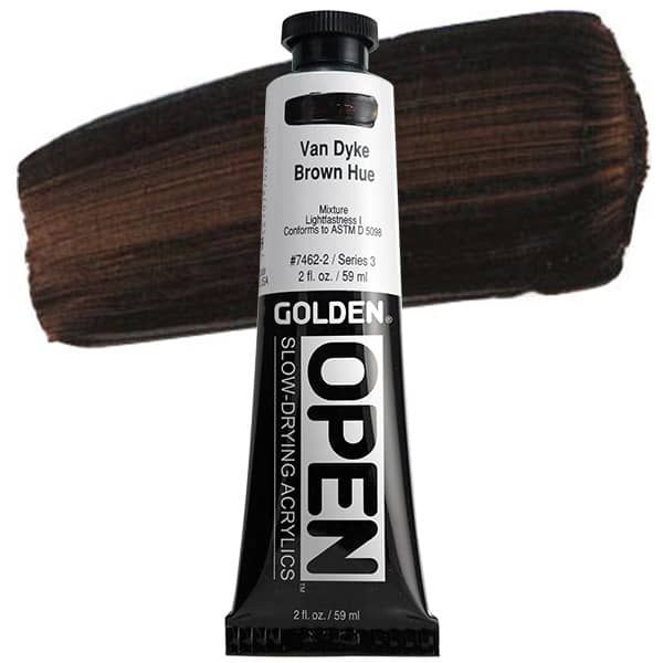 GOLDEN Open Acrylic Paints Van Dyke Brown Hue 2 oz