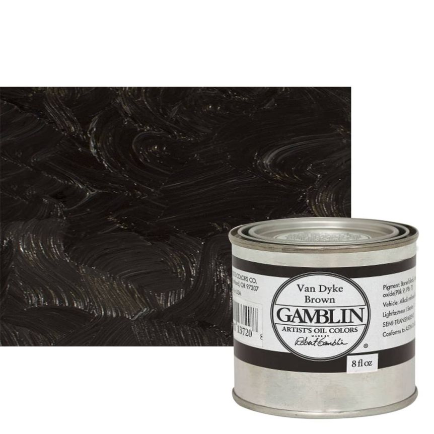 Gamblin Artists Oil - Van Dyke Brown, 8oz Can