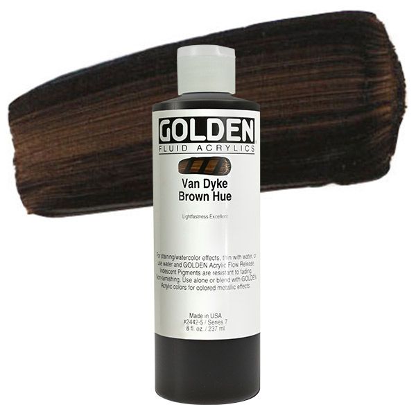 GOLDEN Fluid Acrylic, Van Dyke Brown Hue 4oz