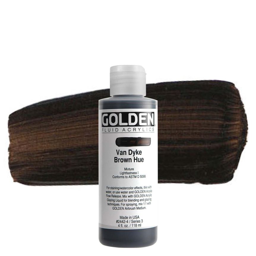 GOLDEN Fluid Acrylic Van Dyke Brown Hue, 4oz