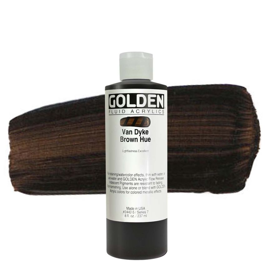 GOLDEN Fluid Acrylics Van Dyke Brown Hue, 8oz