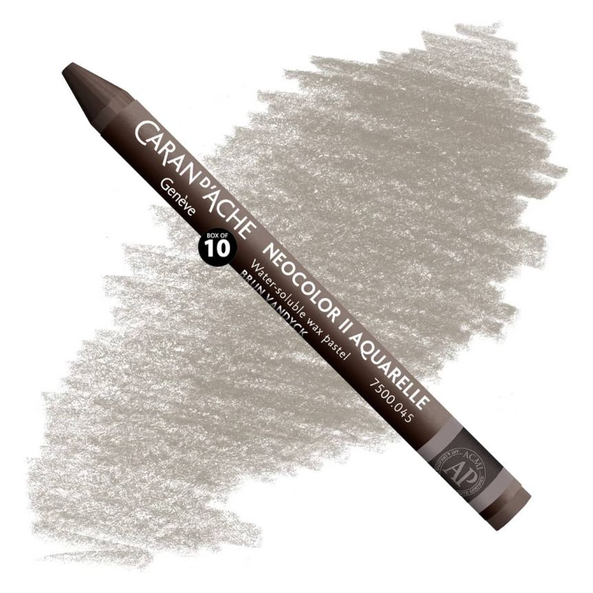 Caran d'Ache Neocolor II Water-Soluble Wax Pastels - Van Dyke Brown, No. 045 (Box of 10)