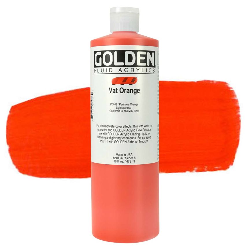 GOLDEN Fluid Acrylics Vat Orange, 16oz