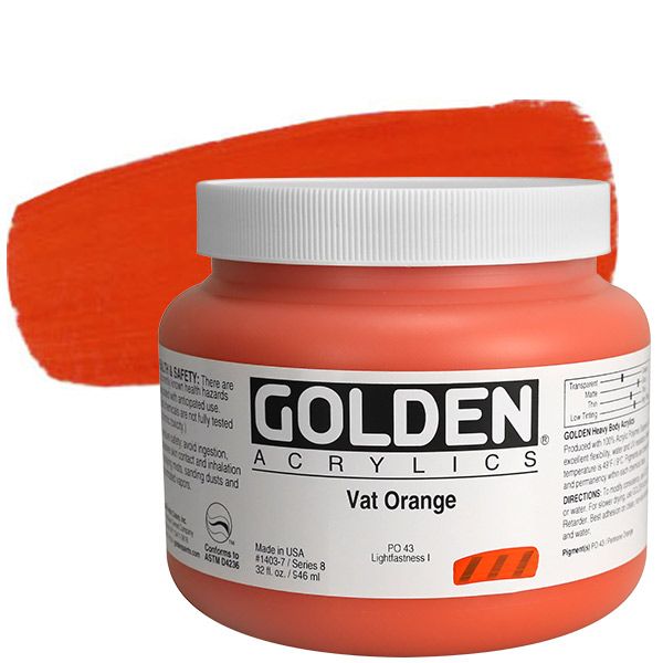 GOLDEN Heavy Body Acrylic 32 oz Jar - Vat Orange