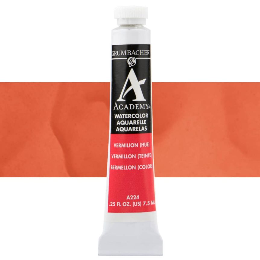Grumbacher Academy Watercolor, Vermilion Hue - 7.5 ml Tube