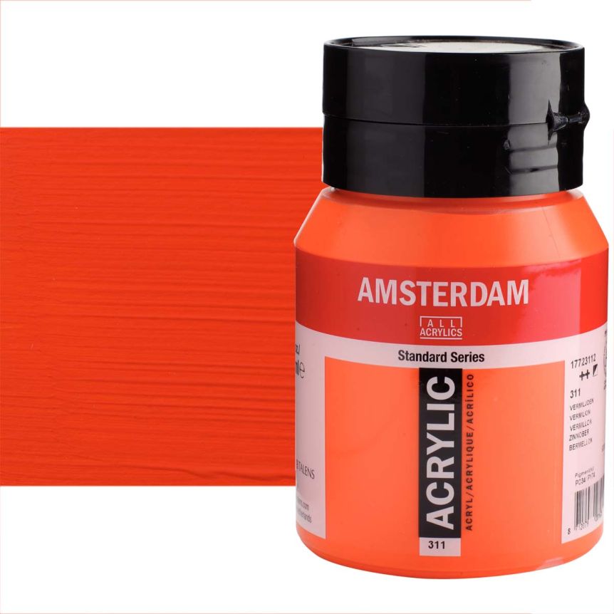 Amsterdam Standard Series Acrylic Paint - Vermilion, 500ml Jar