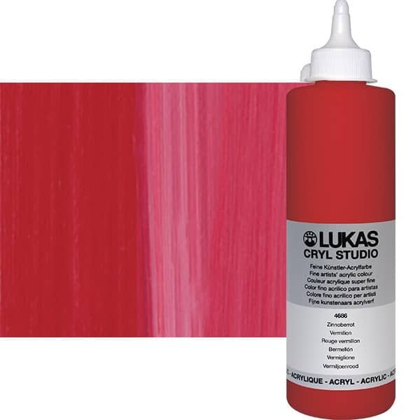 Cryl Studio Acrylic Paint - Vermillion, 500ml Bottle