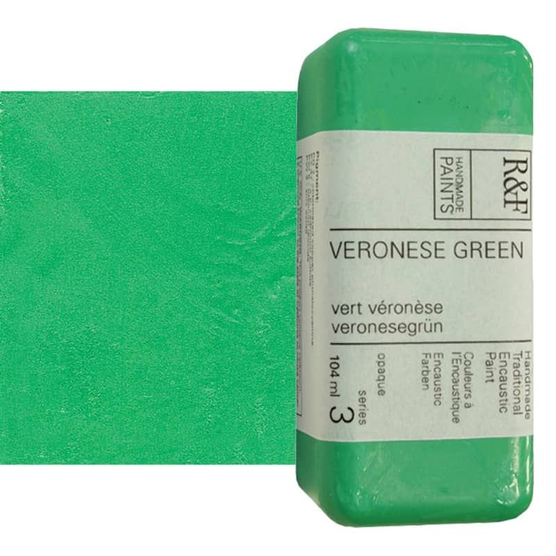 R&F Encaustic Handmade Paint 104 ml Block - Veronese Green