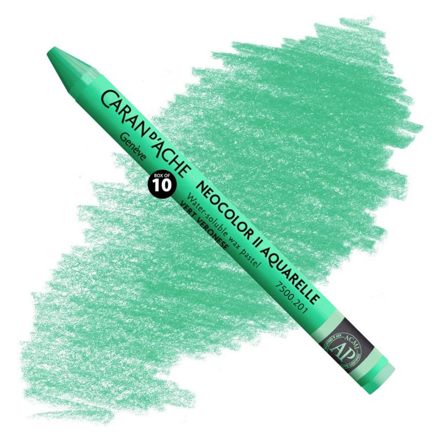Caran d'Ache Neocolor II Water-Soluble Wax Pastels - Veronese Green, No. 201 (Box of 10)