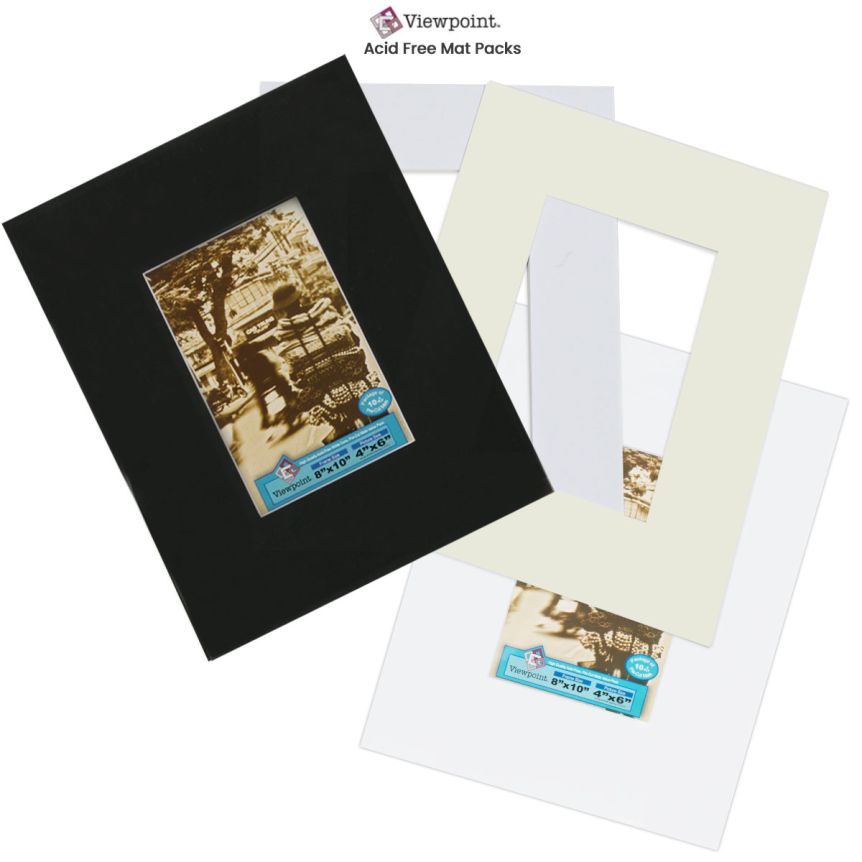 Picture Framing Mats 8x10 for 6x9 photo mats 1 white 1 cream SET OF 2