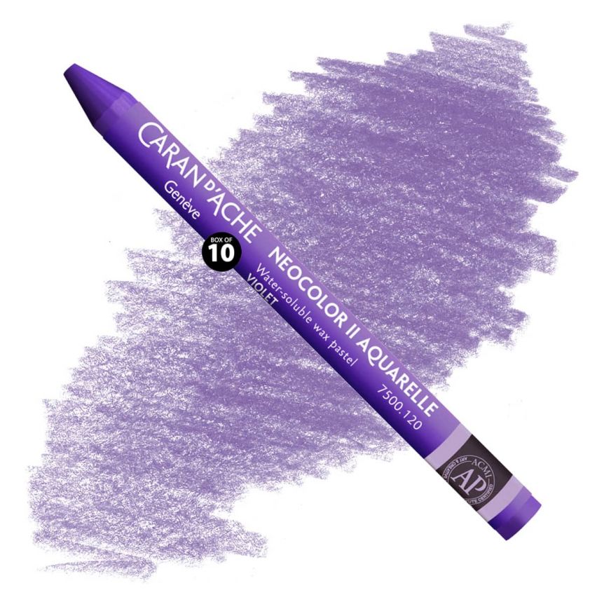 Caran d'Ache Neocolor II Water-Soluble Wax Pastels - Violet, No. 120 (Box of 10)