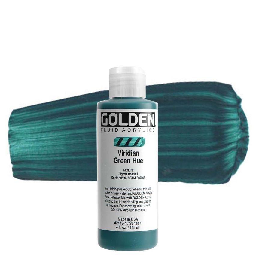 GOLDEN Fluid Acrylics Viridian Green Hue, 4oz