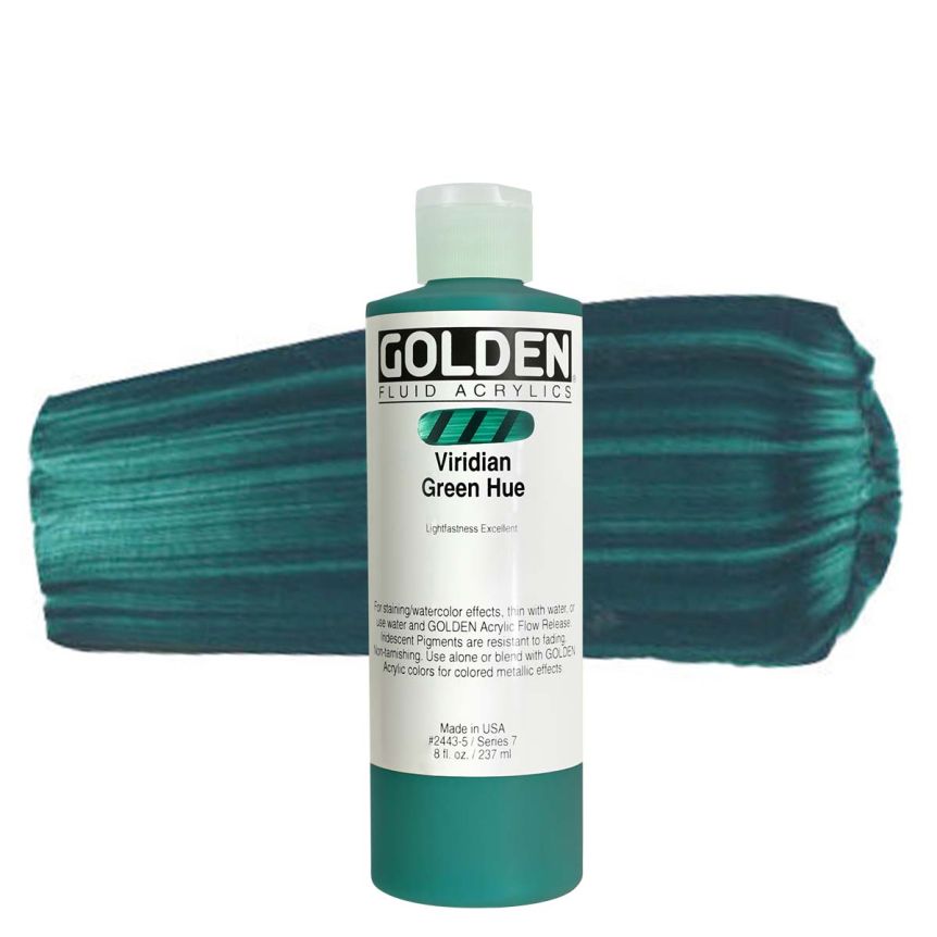 GOLDEN Fluid Acrylics Viridian Green Hue, 8oz