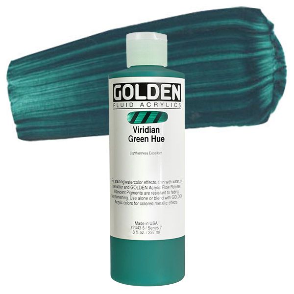 GOLDEN Fluid Acrylics Viridian Green Hue 8 oz