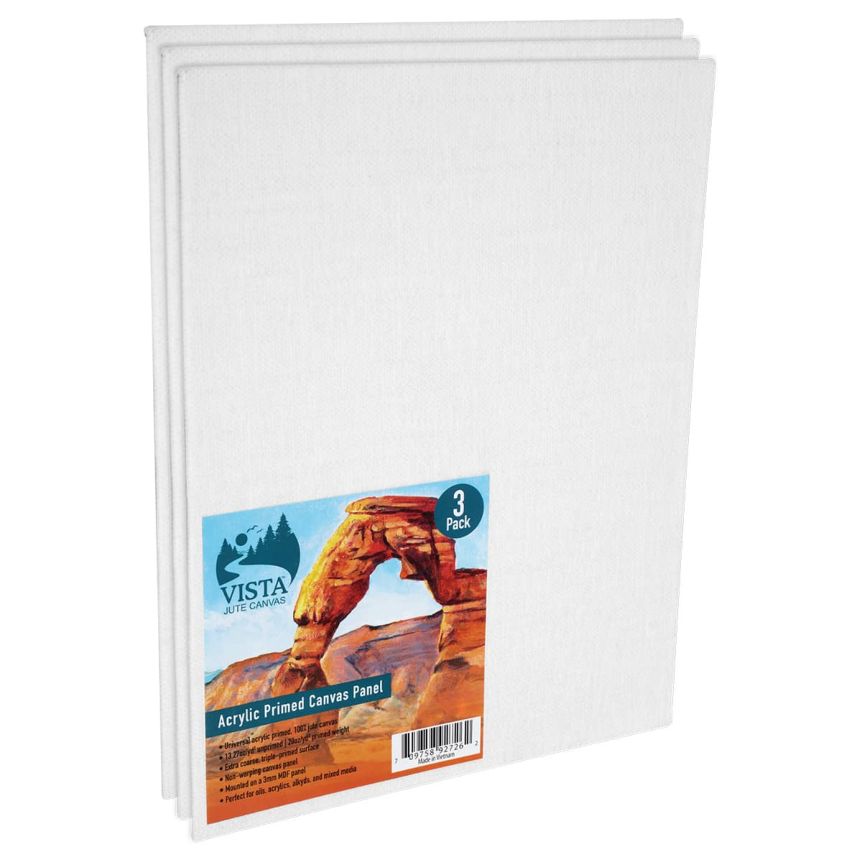 Vista Jute Universal Primed Canvas Panel 3 packs, 11x14