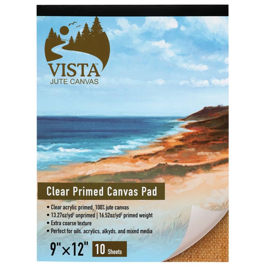 Vista Jute Clear-primed Canvas 10-sheet Pad, 9” x 12”