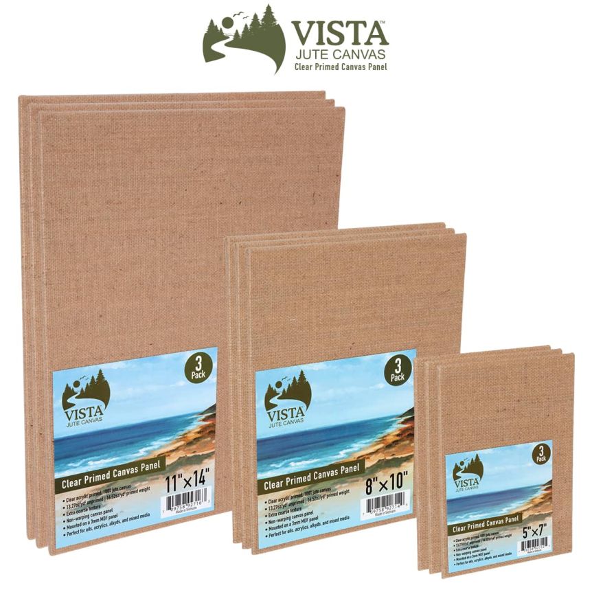 Vista Jute Clear-Primed Stretched Canvas Panels
