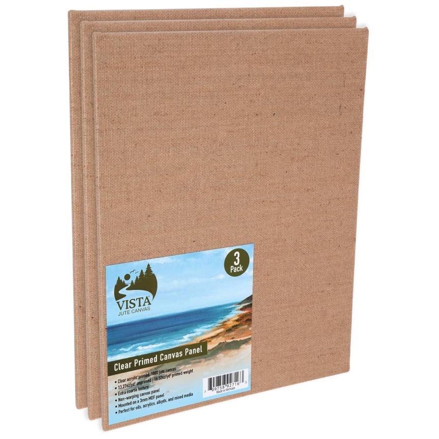 Vista Jute Clear-Primed Canvas Panel 3 packs, 10x14