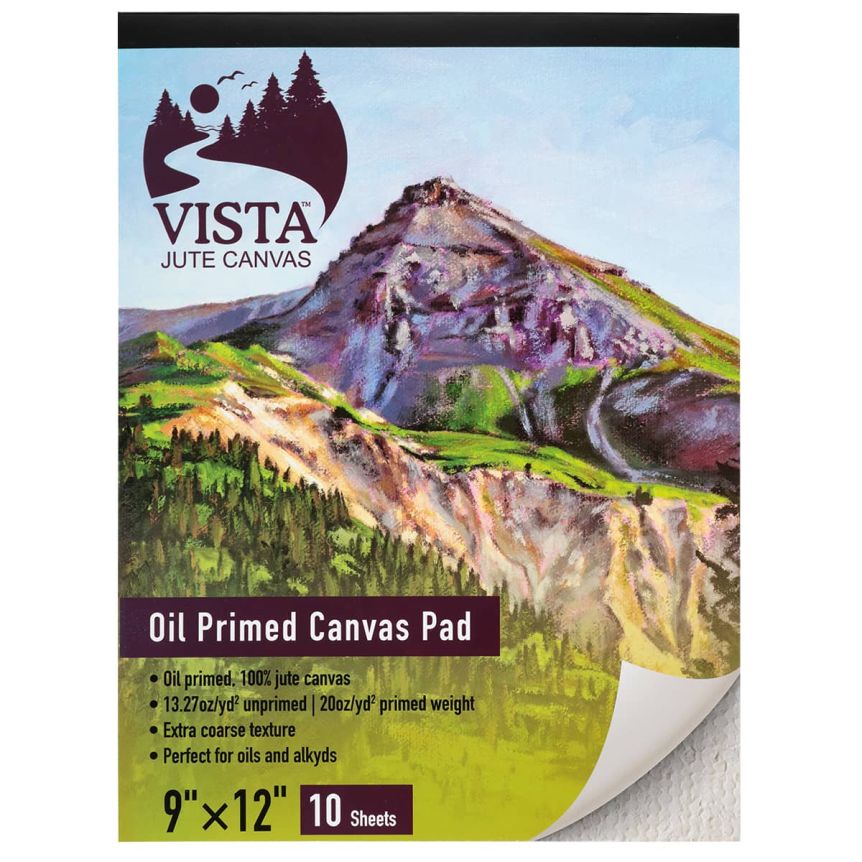 Vista Jute Oil-primed Canvas 10-sheet Pad, 9” x 12”
