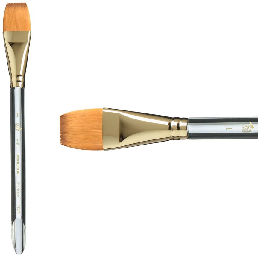 Princeton Heritage Series 4050 Synthetic Sable Brush - Wash, Short Handle, Size 1"