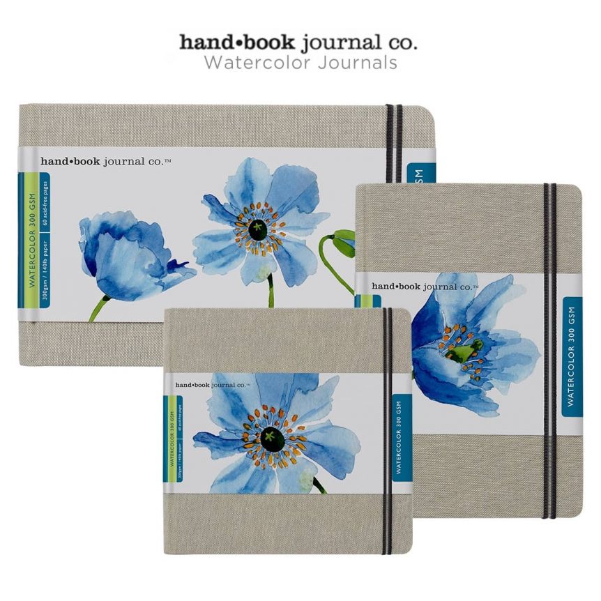 Handbook Journal Co. Artist Watercolor Sketchbook Journal, Pocket Panorama 3.5 x 8.25 Inches, (2-Pack) 140lb / 300 gsm, Hardcover W/Pocket