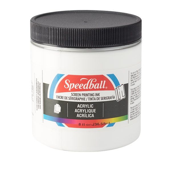 White 8oz Jar Speedball Acrylic Screen Printing Ink 
