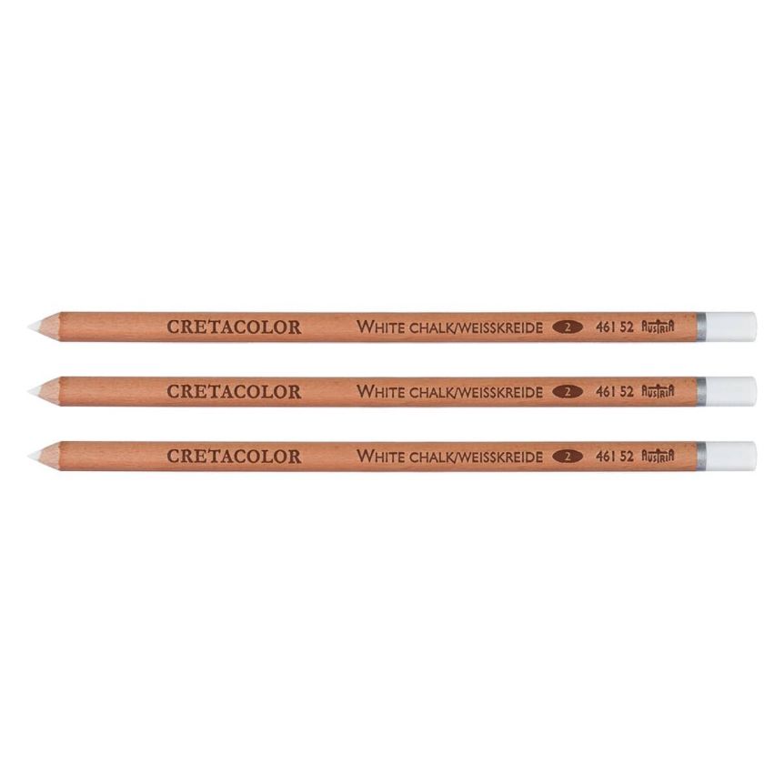 Cretacolor Chalk Pencil - White Medium, Pack of 3