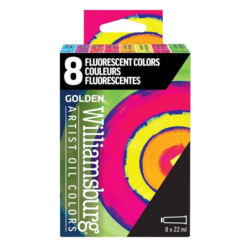 Williamsburg Handmade Oil Color Fluorescent Set of 8,  22ml Tubes 