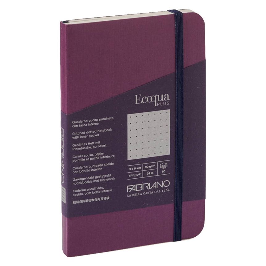 Fabriano EcoQua+ Notebook 3.5 x 5.5" Dot Grid Stitch-Bound Wine