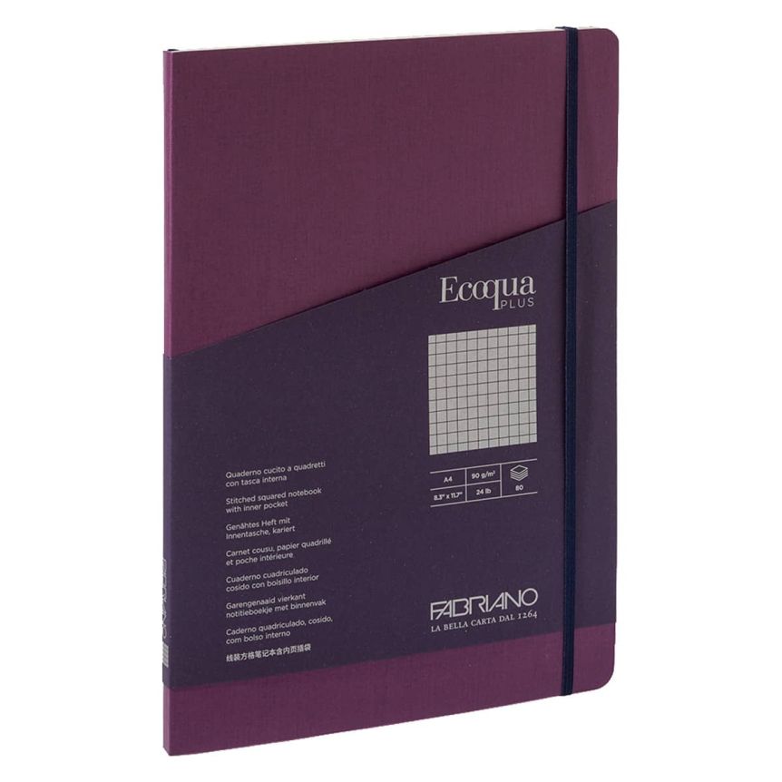 Fabriano EcoQua+ Notebook 8.3 x 11.7" Grid Stitch-Bound Wine
