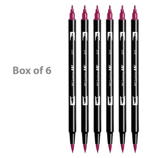 Tombow Dual Brush Pens Box of 6 Wine Red