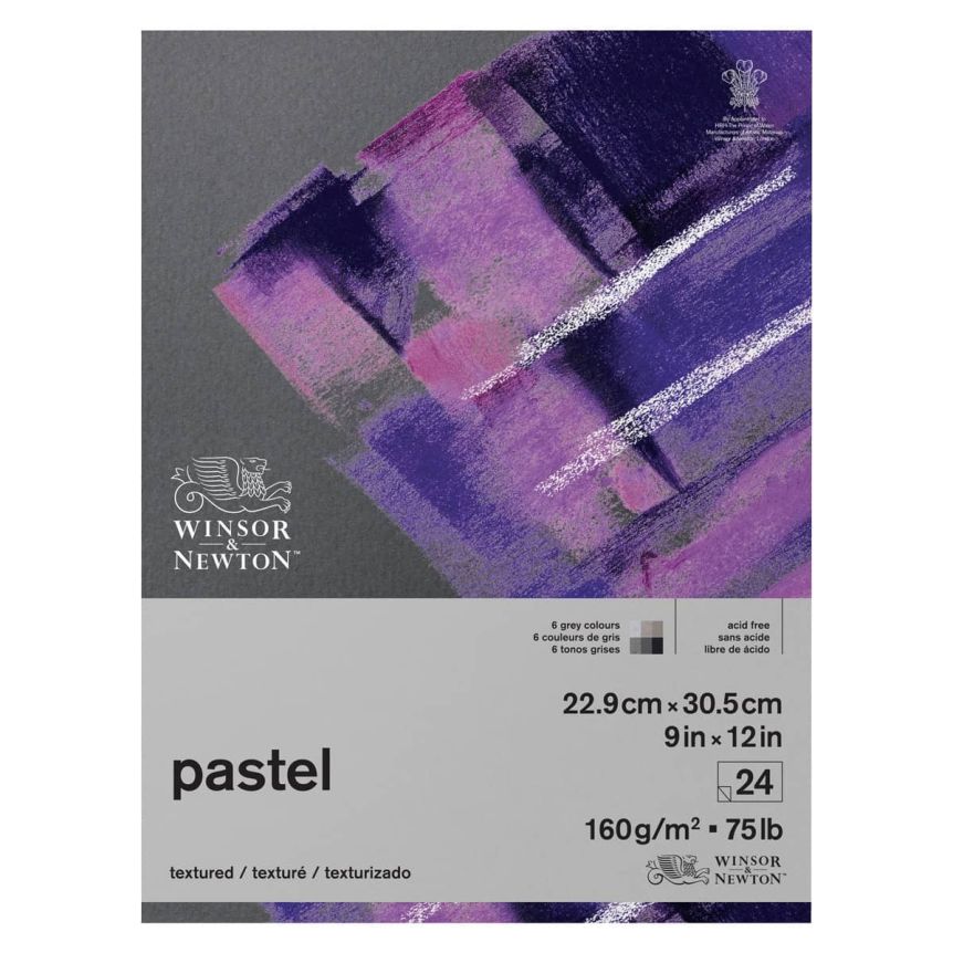 Winsor & Newton Pastel Paper 75 lb 9x12 Pad Grey Colors 24-Sheets