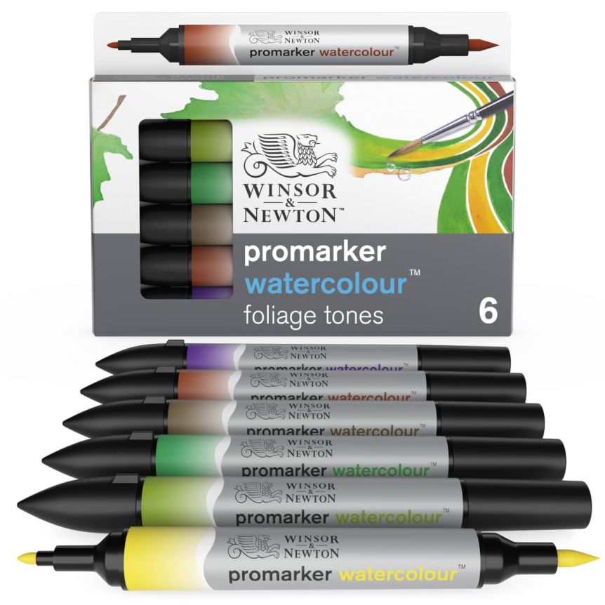 Winsor & Newton ProMarker Watercolour Marker Set Of 6 Foliage Tones