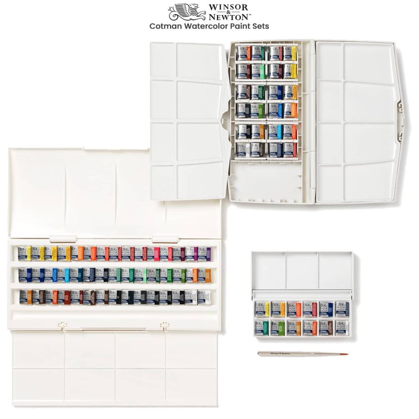 Cotman Watercolour Travel Set (24 Half Pans) (Winsor & Newton) – Alabama  Art Supply