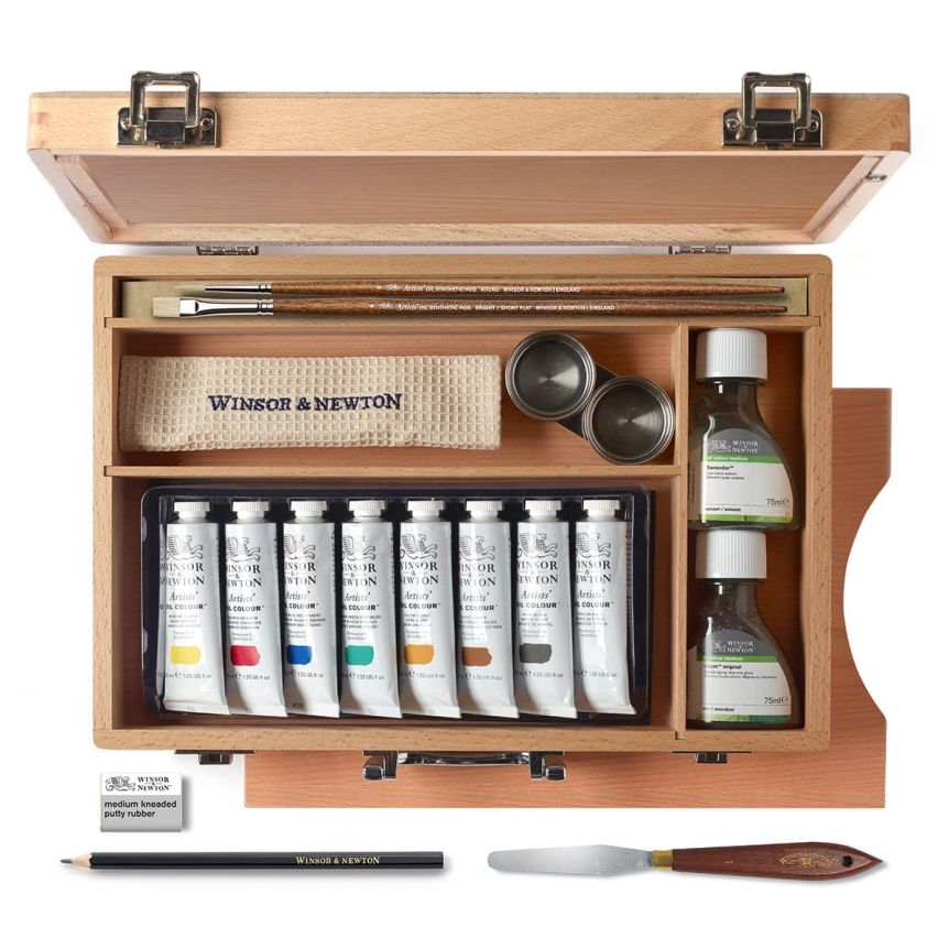 Winsor & Newton Artists' Oil - Studio Case 18 Piece Wood Box Set