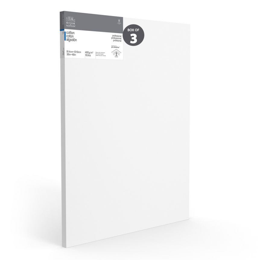 Winsor & Newton Professional Canvas Gallery Deep (1.65") Stretched Canvas-36"x48" (Box of 3)