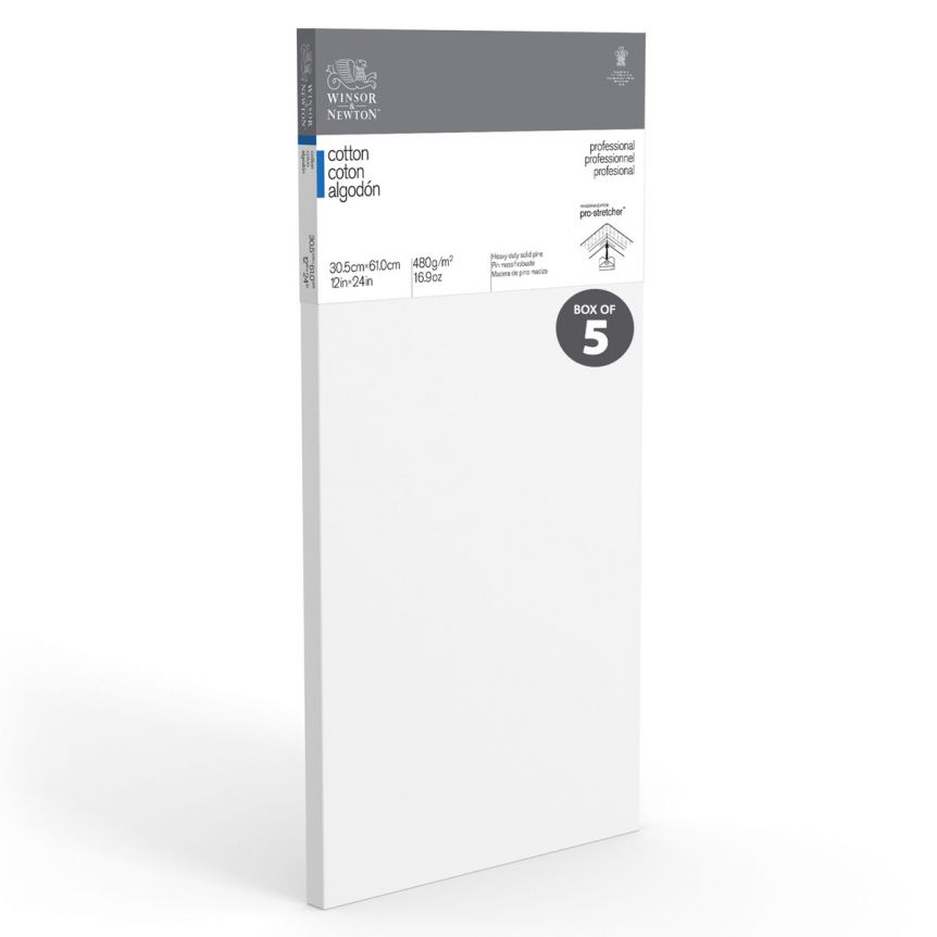 Winsor & Newton Professional Canvas Standard Depth (0.82") Stretched Canvas-12"x24" (Box of 5)