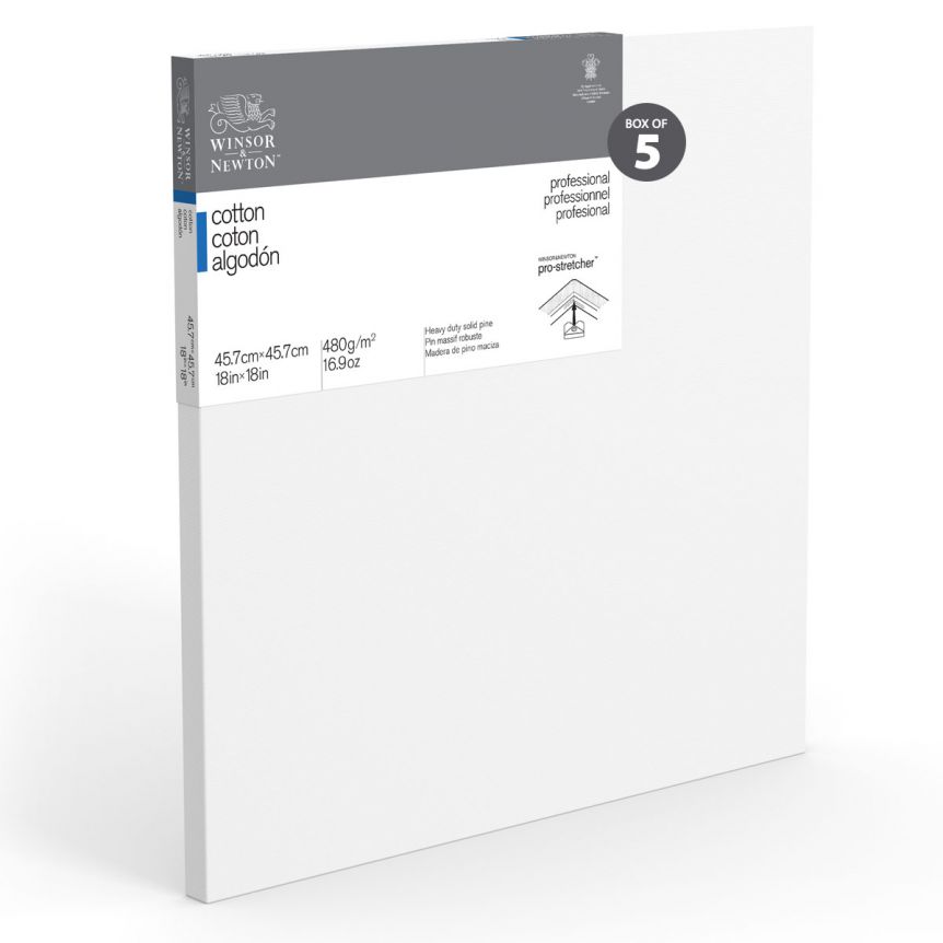 Winsor & Newton Professional Canvas Standard Depth (0.82") Stretched Canvas-18"x18" (Box of 5)