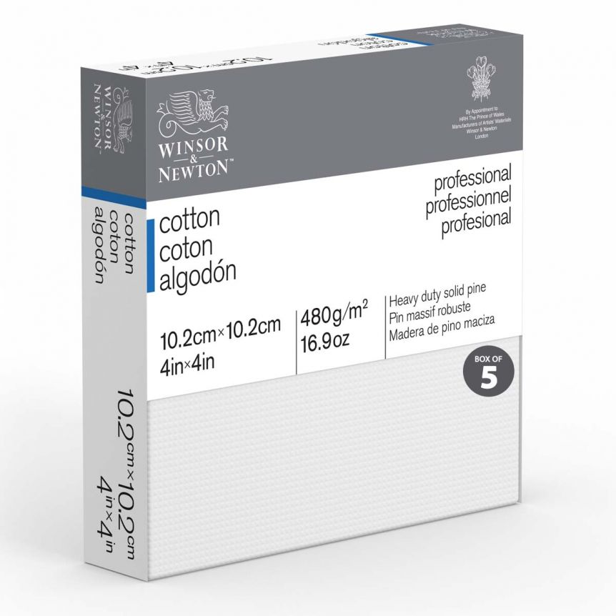 Winsor & Newton Professional Canvas Standard Depth (0.82") Stretched Canvas- 4"x4" (Box of 5)