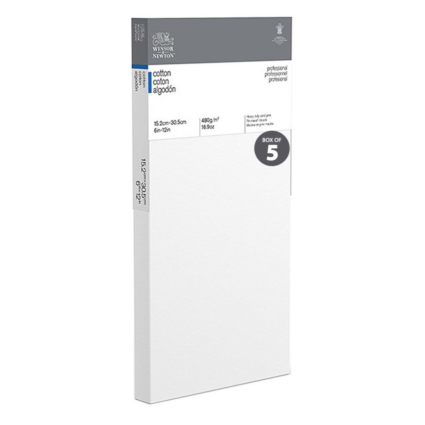 Winsor & Newton Professional Canvas Standard Depth (0.82") Stretched Canvas- 6"x12" (Box of 5)