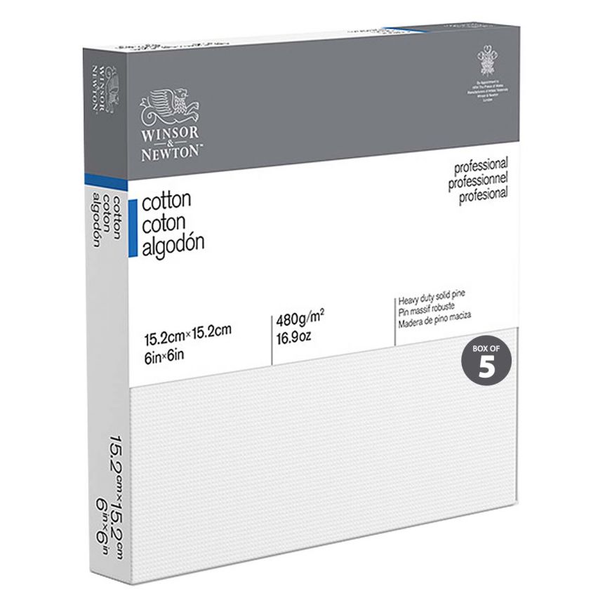 Winsor & Newton Professional Canvas Standard Depth (0.82") Stretched Canvas- 6"x6" (Box of 5)