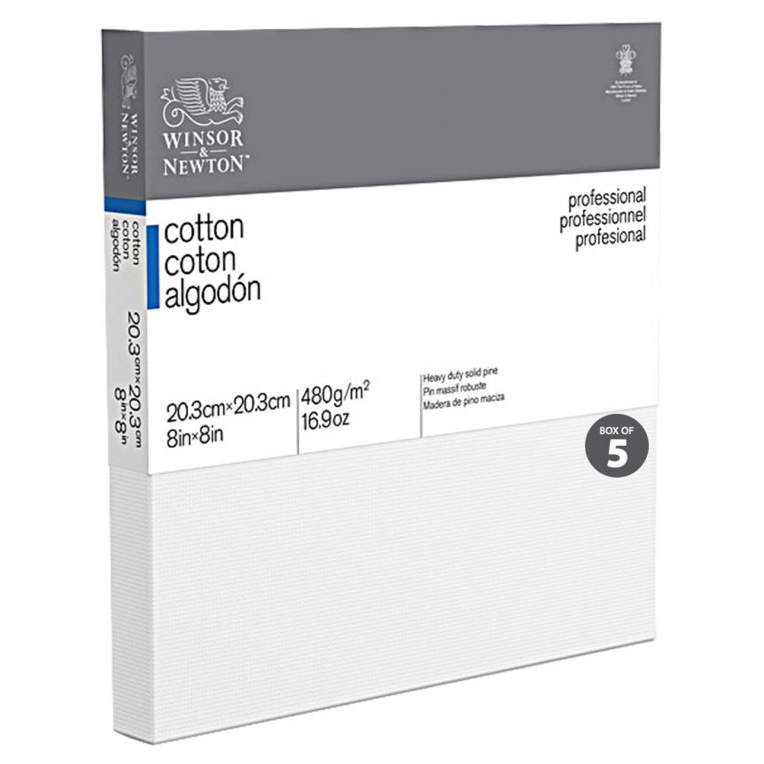 Winsor & Newton Professional Canvas Standard Depth (0.82") Stretched Canvas-8"x8" (Box of 5)