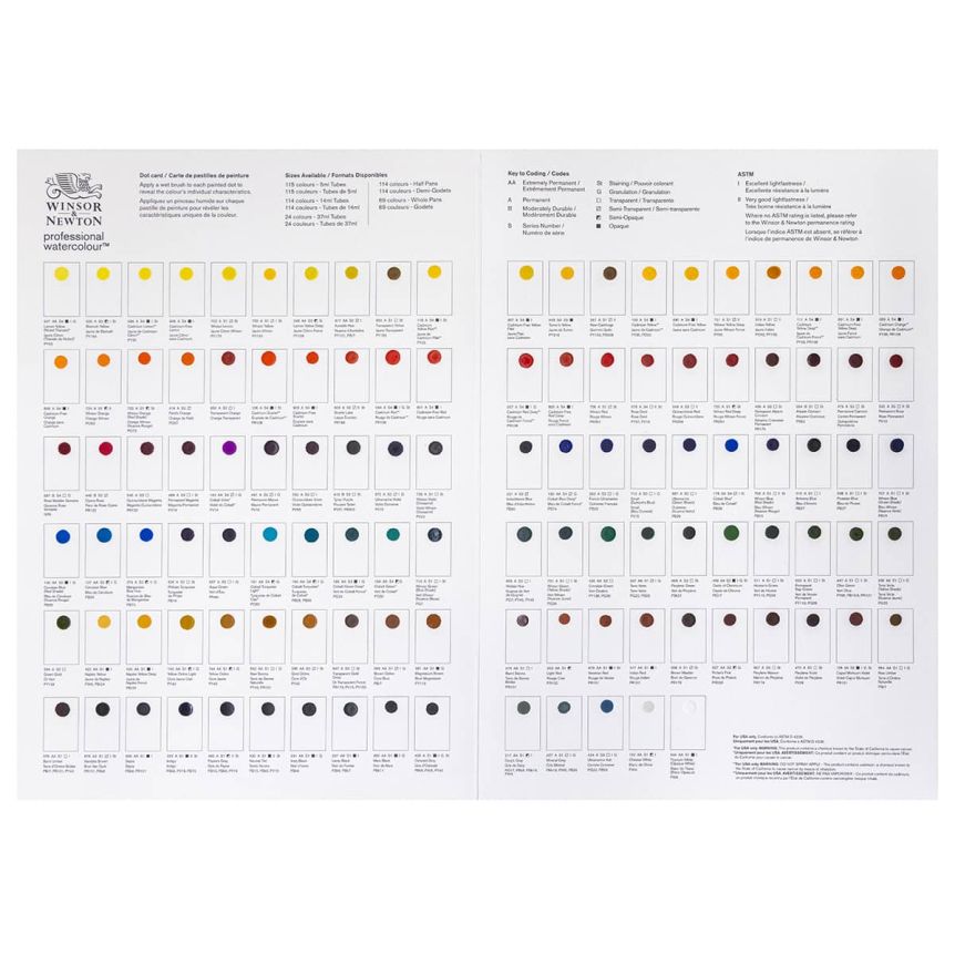 Winsor & Newton Professional Watercolour Dot Card - 115 Colors