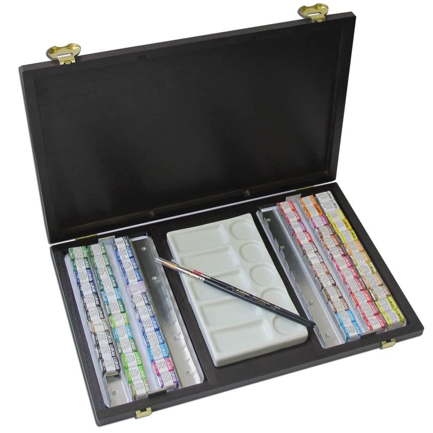 LUKAS Aquarell 1862 Watercolor French Easel Box Set (37ml Tubes, Palette, 5 Brushes)