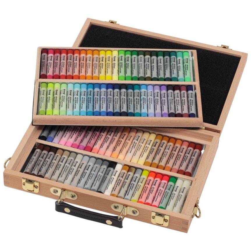 Used Gallery Studio Deluxe Art Set with Wooden Case Colored pencil pastels  paint