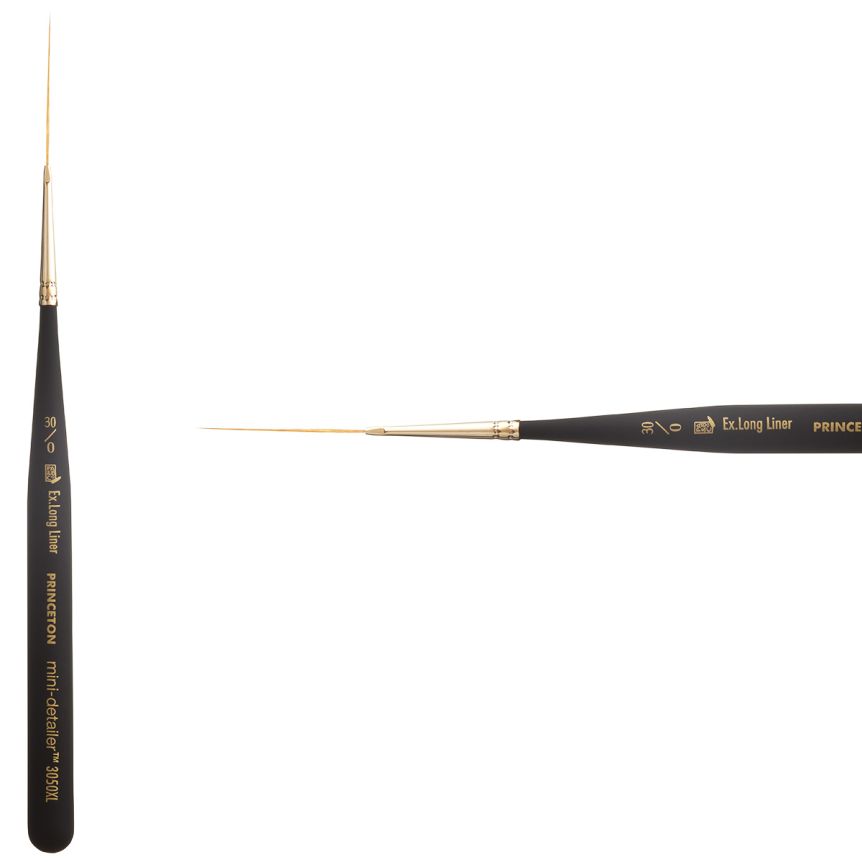 Princeton Mini-Detailer Series 3050 Synthetic Brush - Extra Long Liner, Mini Handle, Size 230/0