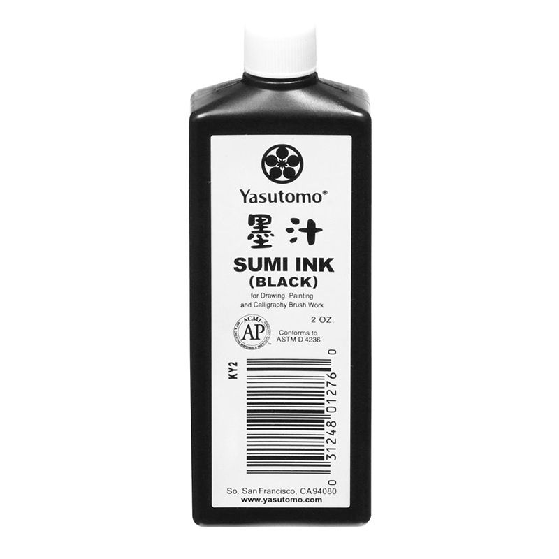 Yasutomo Black Sumi Ink 2oz KY2 Liquid Water Resistant