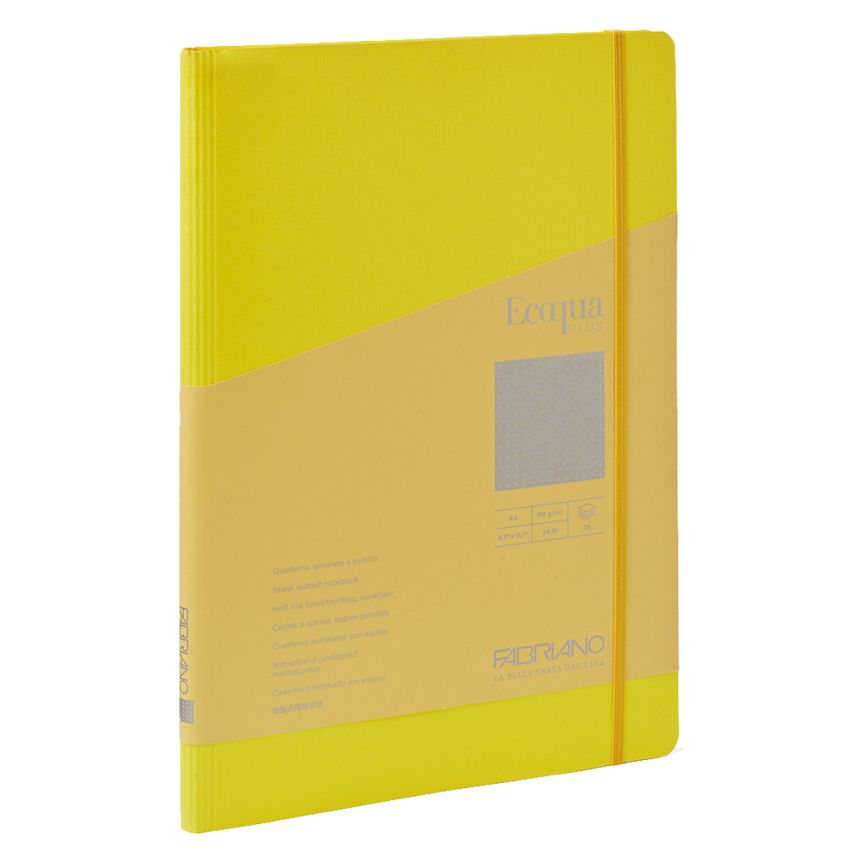 Fabriano EcoQua+ Notebook 8.3 x 11.7" Dot Grid Hidden Spiral Yellow
