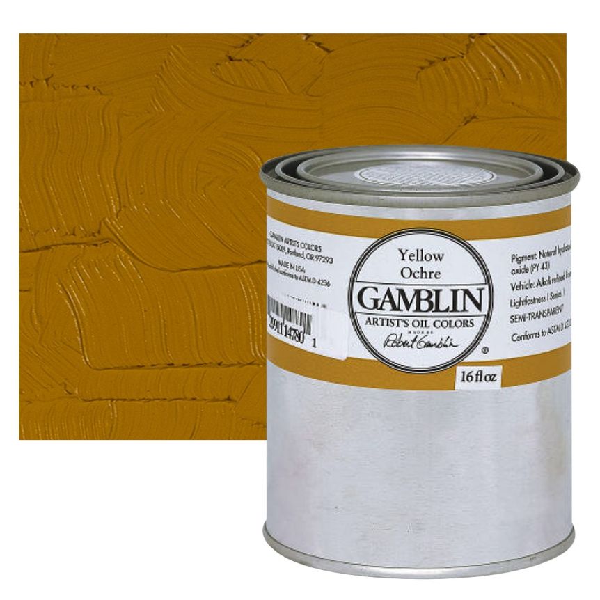 Gamblin Artists Oil - Yellow Ochre, 16oz Can