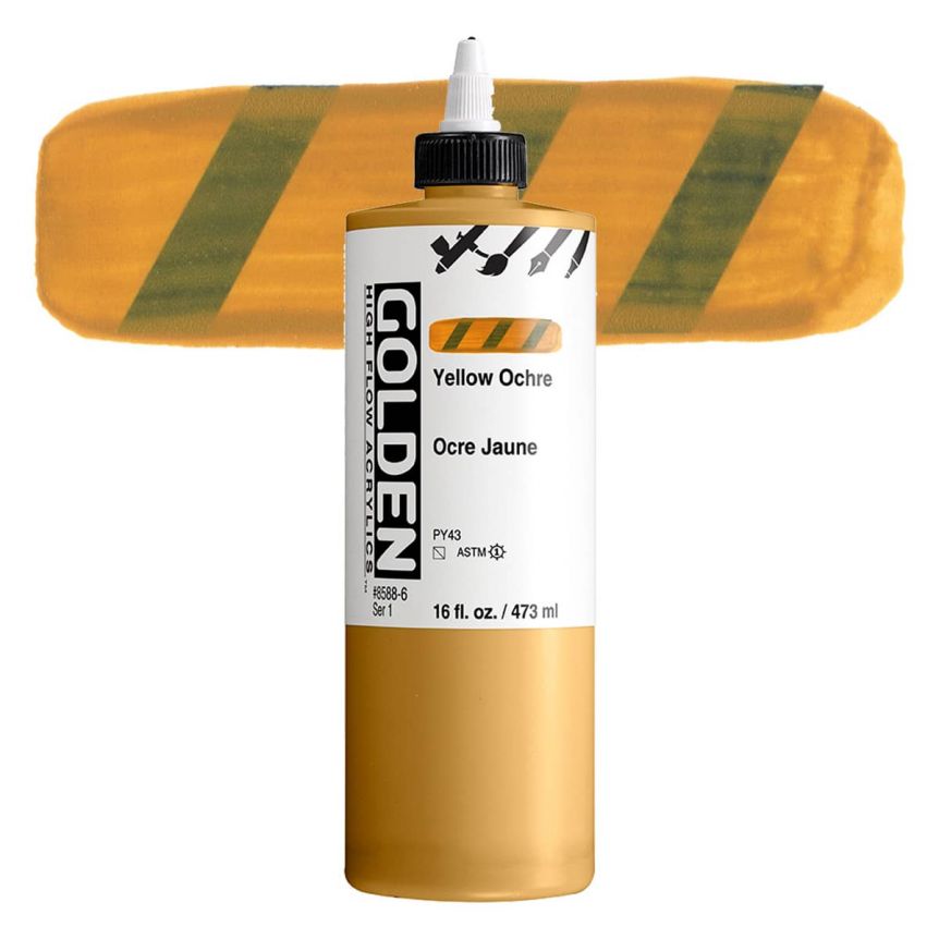  Golden High Flow Acrylic - Yellow Ochre, 16oz Bottle